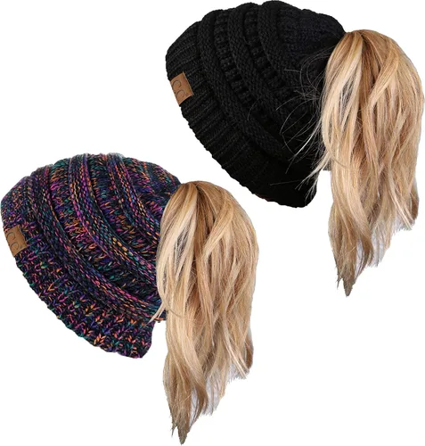 Vista 175 de Funky Junque - Gorro para mujer con ranura para cola de caballo