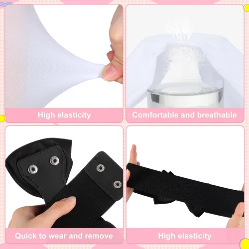 Vista 4 de Liitrsh 5 accesorios de disfraz de Halloween para adultos, incluyen vestido de cosplay, diadema con lazo, cinturón elástico, pantimedias y lentes