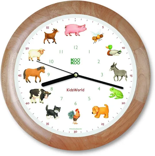 Vista 16 de KOOKOO KidsWorld - Reloj de pared para niños con sonidos naturales, 12 animales de granja