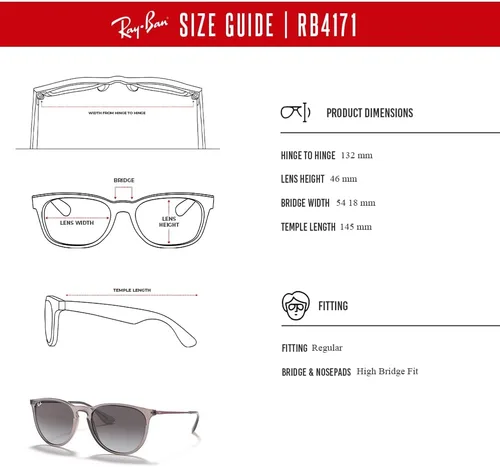 Vista 6 de Ray-Ban RB4171 ERIKA Round Sunglasses For Women +BUNDLE with ACCESSORY EYEWEAR KIT