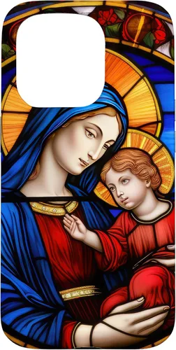 Vista 14 de Blessed Virgin Mary and Jesus Christ Stained Glass Case for iPhone 16