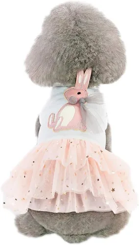Vista 2 de Vestido de perro arnés para niña, ropa Yorkie para perros pequeños, vestidos para cachorros y niñas, vestido tutú pequeño