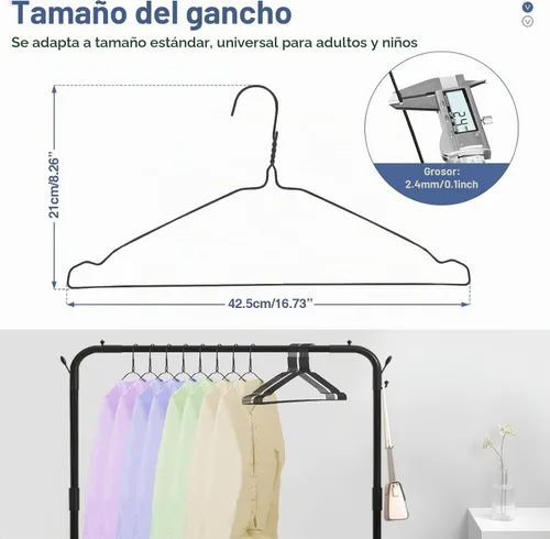 Vista 5 de SPECILITE Perchas de Alambre Paquete de 50, Perchas de Alambre de Metal para Ropa a Granel para Abrigos, Perchas de Metal que Ahorran Espacio