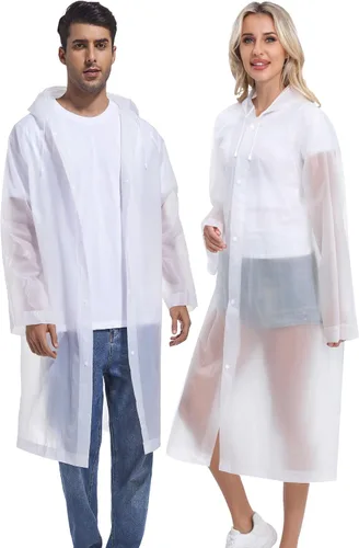 Vista 28 de 2 abrigos de lluvia de Borogo para adultos, chaquetas de lluvia reutilizables para hombres y mujeres