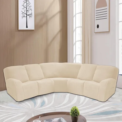 Vista 2 de MIFXIN Fundas para sofá reclinable de 5 asientos, 7 piezas, tela jacquard elástica, suave, de 5 plazas, para sofá reclinable en forma de L, fundas
