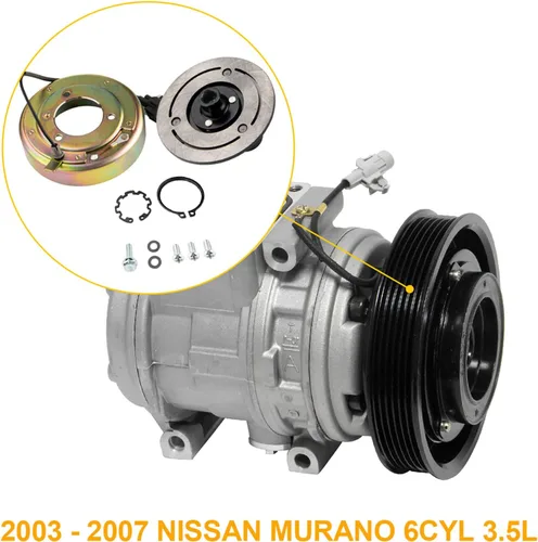 Vista 5 de 58544 ZonCar Kit de embrague de compresor A/C de repuesto para Murano 2003-2007, kit de embrague de compresor de CA bobina de polea