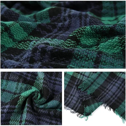 Vista 6 de E-Clover Bandanas navideñas para perros, bufanda a juego para el propietario, bufanda a cuadros para perro, baberos con bufandas de tartán, chal