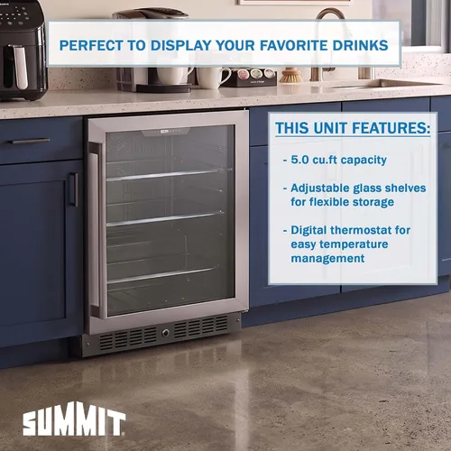 Vista 4 de Summit AL57G Nevera compacta de 61 cm de profundidad, autoestable para mostrador con 4.8 pies cúbicos de capacidad, de acero inoxidable