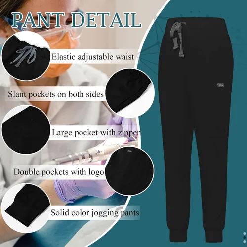 Vista 4 de VIAOLI Conjunto de ropa quirúrgica para mujer, conjunto de camiseta médica y pantalón deportivo, ropa de trabajo, clínico moderno, traje atlético