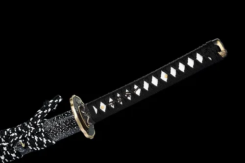 Vista 5 de Espada JIHPEN, Katana negra, espada samurái de espiga completa, afilada, hoja de acero de resorte con vaina negra - 41 pulgadas, variedad de estilos