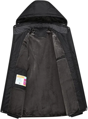 Vista 4 de IEPOFG Abrigo de lluvia impermeable de invierno para hombres Slim Fit grueso cálido chaqueta térmica senderismo cortavientos esquí ropa deportiva al