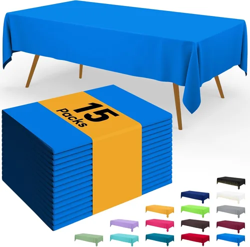 Vista 43 de Smiry - Juego de 6 manteles desechables, 54 x 78 pulgadas, manteles impermeables rectangulares para fiestas, cubierta de mesa de plástico
