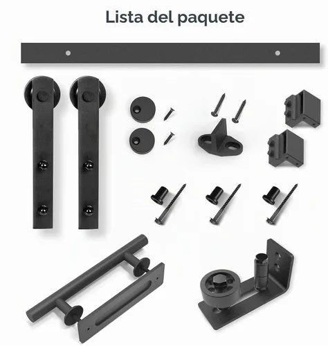 Vista 7 de EaseLife Kit de herrajes para manija y riel de puerta corrediza de granero de 4 pies, polea recta, se desliza suavemente silenciosamente, fácil