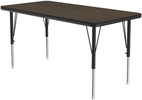 Vista 75 de Correll - Mesa rectangular de actividades para el aula de 24 x 36 pulgadas, altura ajustable (19-29 pulgadas), parte superior de nogal colonial