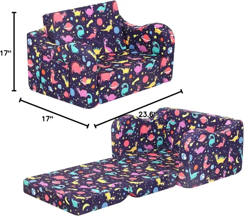 Vista 121 de MOMCAYWEX - Sofá para niños, 2 en 1, plegable, piel de melocotón, color azul