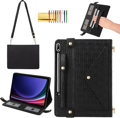 Vista 24 de Bolso Funda para Samsung Galaxy Tab S10 FE/S9 FE 10.9"/S9/S8/S7 11", Techcircle Folio con Soporte Cruzado, Billetera con Ranura para Lápiz S Pen