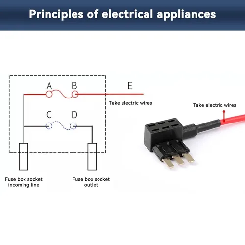 Vista 3 de Grifo de fusible para añadir un circuito para automóvil, 3 clavijas, 32 V, 5A-30 A, adaptador de fusible para agregar un circuito, adaptador
