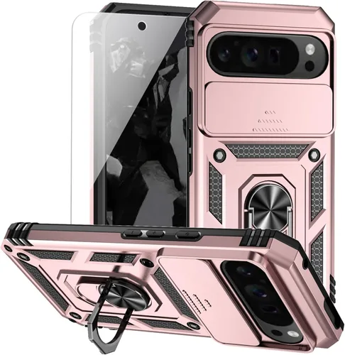 Vista 10 de Funda para Google Pixel 9 Pro XL con cubierta para lente de cámara, protector de pantalla HD, doble capa de grado militar a prueba de caídas