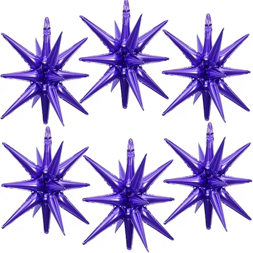 Vista 12 de 6 globos de estrella negra, globos de 22 pulgadas, globos de papel de aluminio con forma de estrella de Mylar para fiestas de cumpleaños, bodas