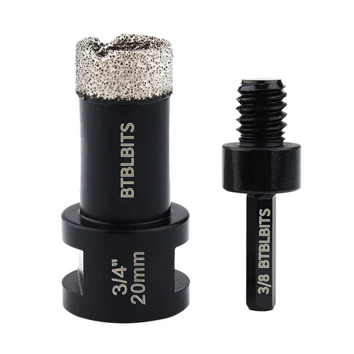 Vista 9 de Broca de núcleo de diamante seco de 1-1/2 pulgadas, sierra de agujero de diamante para amoladora angular, porcelana, cerámica, granito, mármol