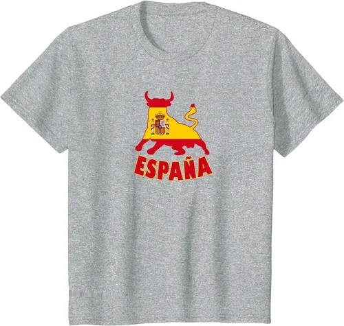 Vista 26 de Spain Espana with Bull and National Flag/Present T-Shirt Asphalt Grey