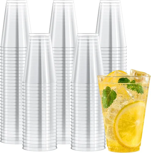 Vista 12 de JOLLY CHEF Vasos de plástico transparente de 12 onzas, paquete de 100 vasos de fiesta resistentes, vasos de plástico desechables para Halloween, día