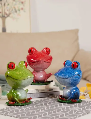 Vista 5 de Plato de caramelo, tarro de galletas, estatuilla de rana, escultura de decoración moderna, regalos de estatua de poliresina, azul, 8.0 pulgadas