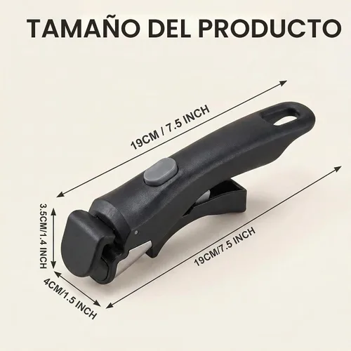 Vista 3 de 2 manijas extraíbles para ollas, mango desmontable para ollas y sartenes, mango de repuesto universal para utensilios de cocina, agarre Negro