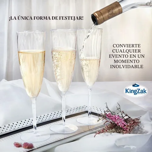 Vista 2 de Lillian Tablesettings Copas de champán prémium de 6 onzas, vasos desechables de plástico duro transparente, 1 pieza, 16