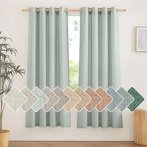 Vista 38 de NICETOWN - Cortinas de lino angora para ventana de cocina sobre el fregadero, con ojales, lino grueso angora, tratamientos cortos para ventanas