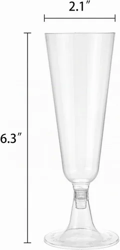 Vista 4 de Hedume Paquete de 100 copas de champán, copas de champán desechables de plástico transparente de 5 onzas, juego de flauta de tostado para mimosas