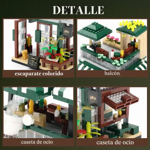 Vista 2 de City Coffee Shop - Juego de bloques de construcción, kit de construcción de arquitectura for Adults and Teens Age 14+, Street View Construction