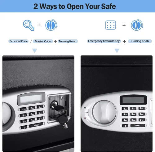 Vista 3 de S AFSTAR Caja fuerte digital con llaves de emergencia y ranura de depósito, caja de seguridad electrónica para dinero en efectivo, joyas