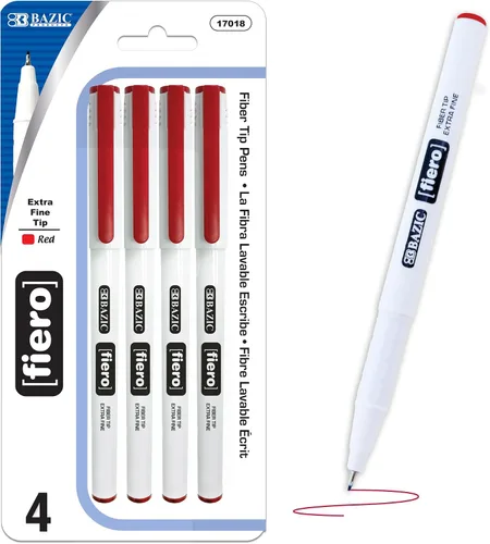 Vista 10 de BAZIC PRODUCTS Fiero - Bolígrafos fineliner surtidos, extrafinos, 4 unidades, 24 cajas Bolígrafos Fiero con punta de fibra surtida, cuello
