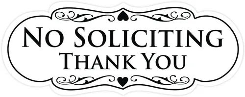 Vista 10 de Letrero con frase en inglés "NO SOLICITING Thank You