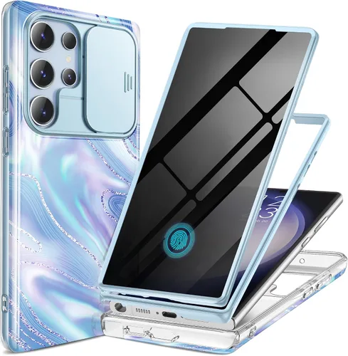 Vista 24 de GVIEWIN para Samsung Galaxy S23 Ultra Funda con cubierta deslizante para cámara, [Protector de pantalla incorporado] [2 Marcos frontales] Funda