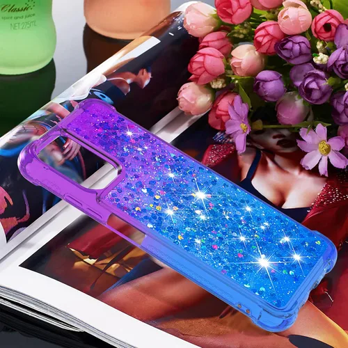 Vista 7 de CCSmall Funda para Xiaomi Redmi Note 10 4G/Xiaomi Redmi Note 10S, Creatividad Clear Gradient Quicksand Glitter Fluing Liquid Floating Case Bling