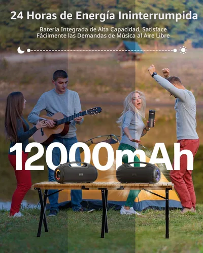 Vista 6 de Altavoces Bluetooth portátiles inalámbricos de actualización, sonido fuerte de 200W (pico)/graves profundos para fiesta, altavoz impermeable al aire