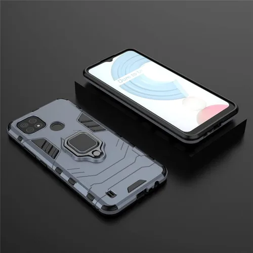 Vista 5 de MaiJin Compatible con Oppo Realme C21, soporte de anillo de metal, a prueba de golpes, parachoques duro