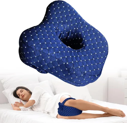 Vista 8 de Almohada de rodilla de espuma viscoelástica para personas que duermen de lado, cojín ortopédico de alineación de piernas y caderas, almohada