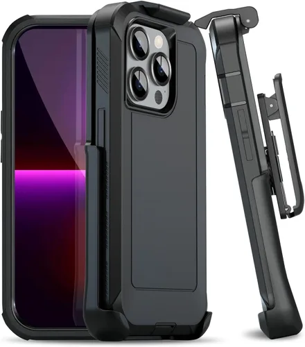 Vista 10 de MOTIVE Funda diseñada para iPhone 13 con clip para cinturón, funda resistente de grado militar, funda de protección resistente para hombres, diseño