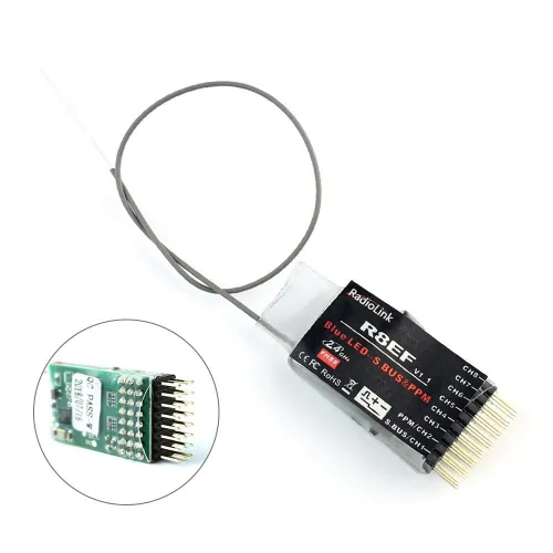 Vista 4 de R8EF 2.4G 8CH S-Bus PPM PWM Mini receptor para transmisor T8FB Control remoto avión FPV Racing Drone