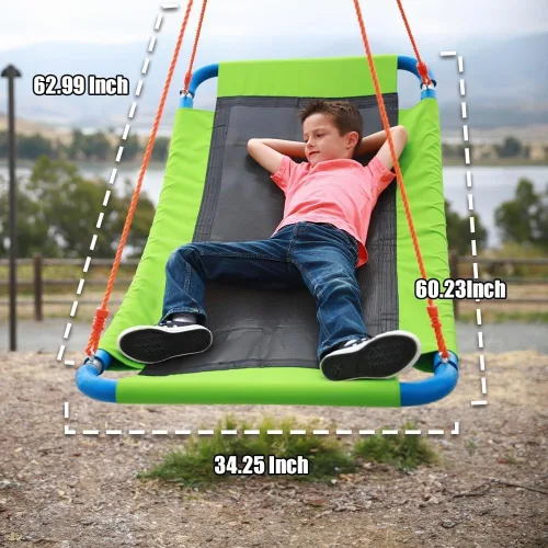 Vista 2 de PLATPORTS Columpio de plataforma – Columpio rectangular grande para niños y adultos