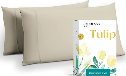 Vista 23 de Carressa Linen - Juego de sábanas individuales 100% algodón egipcio - Juego de sábanas individuales de 800 hilos de algodón egipcio