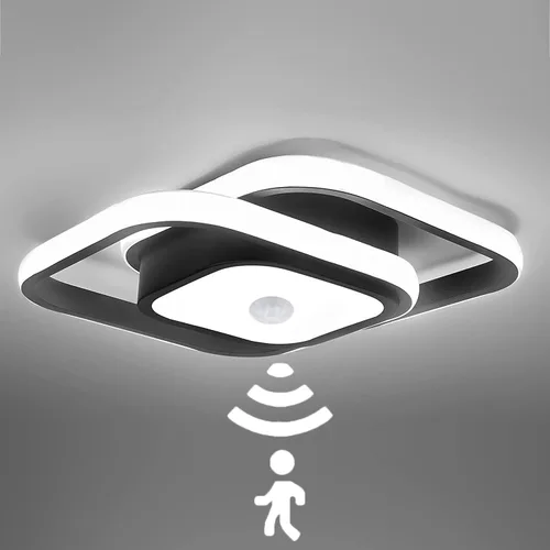 Vista 11 de Lámpara de techo LED con sensor de movimiento de 12.6 pulgadas para interiores, 36 W 6000 K, lámpara de techo blanca de montaje empotrado moderna