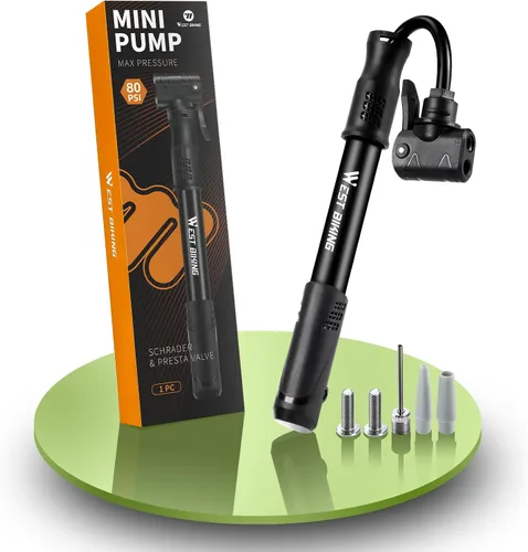 Vista 10 de Bomba de bicicleta Mini bomba de bicicleta – Bomba de ciclo de aleación de aluminio para válvula Presta y Schrader, bomba de neumáticos de bicicleta