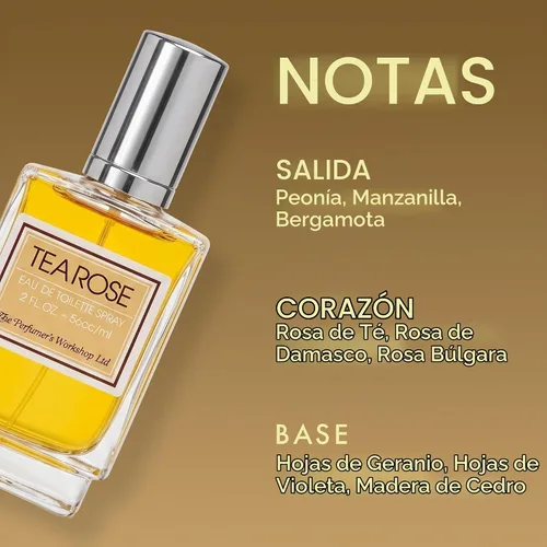 Vista 4 de Perfumer's Workshop Tea Rose Eau de Toilette en aerosol, 2 onzas líquidas EDT Fragancia para mujer, aroma floral, espray de perfume clásico de rosas