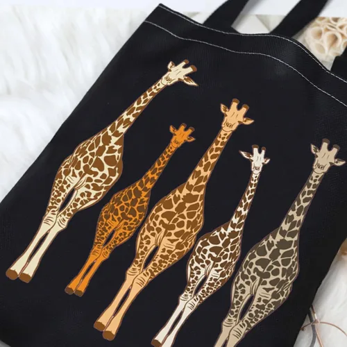 Vista 4 de G2TUP Bolsa de mano de jirafa amantes de la jirafa bolsa de comestibles reutilizable jirafa animal regalo de cumpleaños