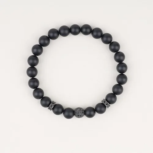 Vista 5 de COAI Paquete de 2 pulseras de cuentas de piedra para hombre, pulsera de calavera