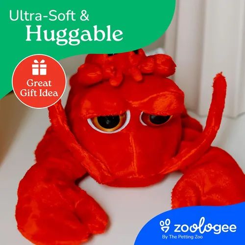 Vista 8 de The Petting Zoo Peluche de langosta para mamá y bebé, regalos para niños, animales del océano Pocketz, juguete de peluche de langosta de 15 pulgadas
